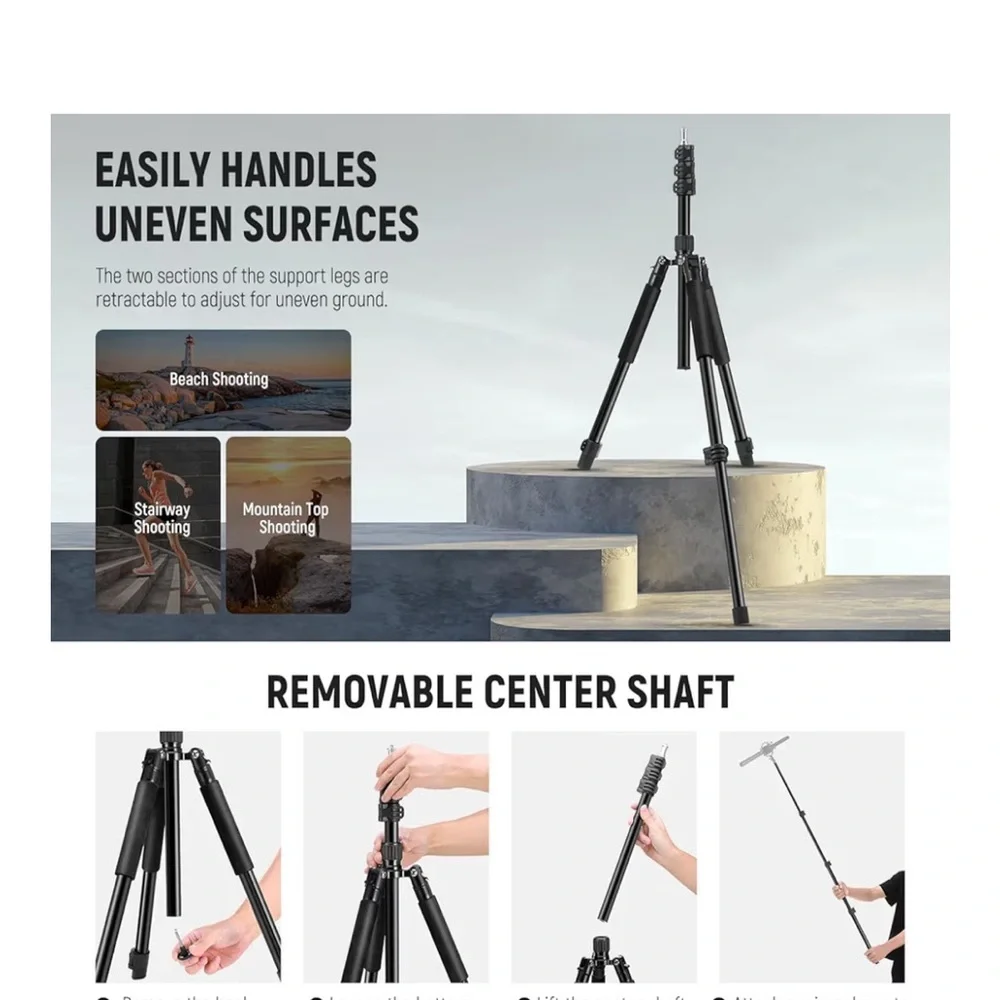 Photography Light Stand, 1.5-6.4ft/47-195cm Alum Reversible Studio tripod 059
